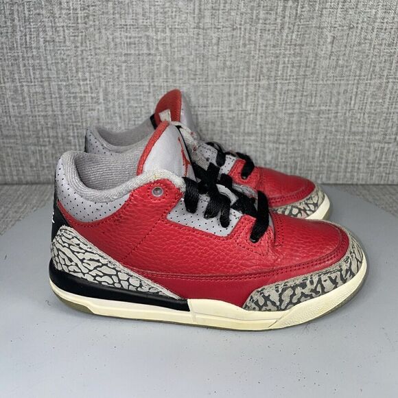 Nike Air Jordan 3 Retro “Unite" Fire Red Cement Grey CQ0487-600 Kid's Size 11.5 - Picture 1 of 12